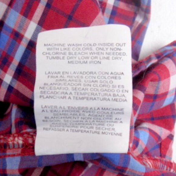 Wrangler Men's Red, White & Blue Plaid Pearl Snap Long Sleeve Shirt – Size: L - Picture 10 of 10